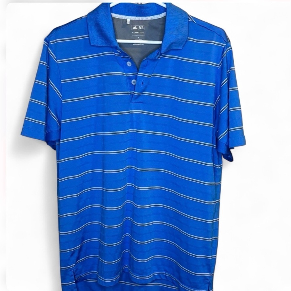 Adidas ClimaCool Blue Striped Golf Polo Shirt Men’s Small